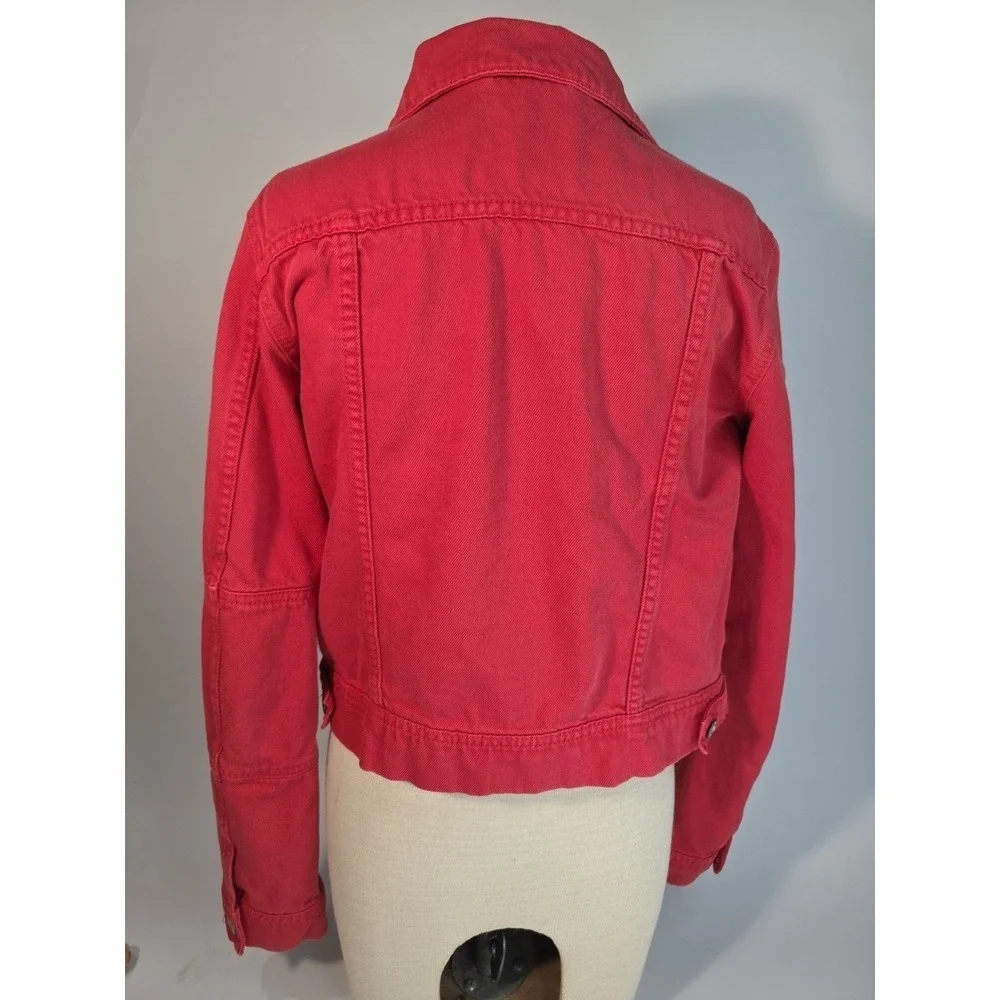 Free People Women's Red Jean Jacket XS - Picture 9 of 11